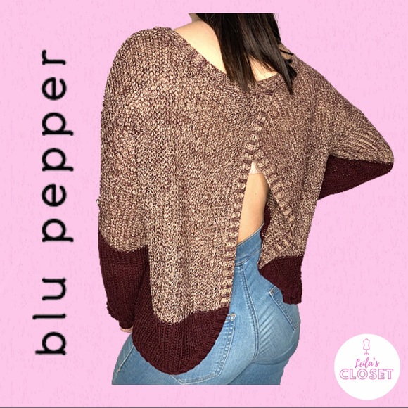 Blu pepper backless knitted sweater. - Picture 2 of 5